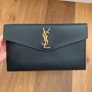 🎁 Saint Laurent Medium Uptown Leather Clutch Pouch
